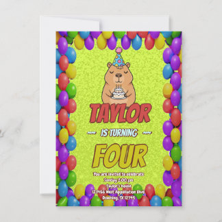 Chill Capybara Adult Birthday Invite Einladung