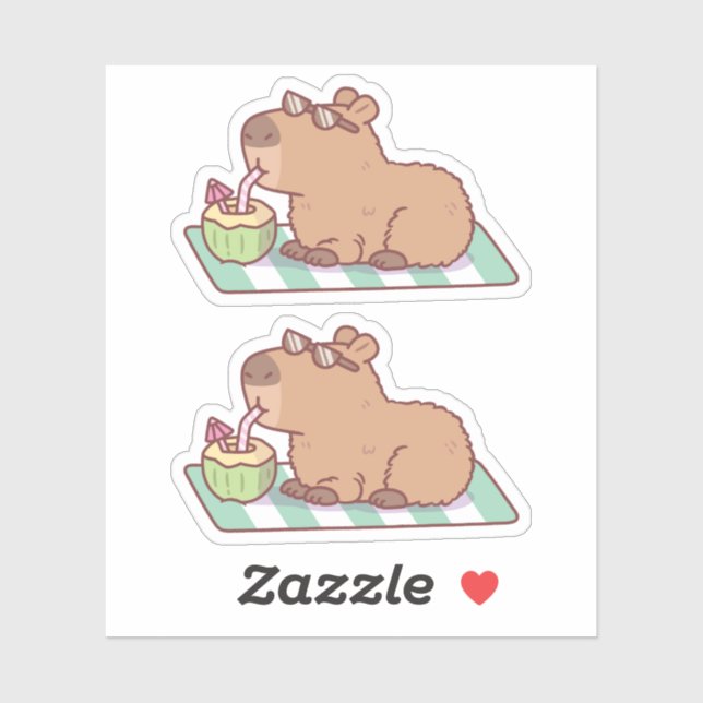 Chill Capybara Drinks Coconut Juice Aufkleber (Blatt)