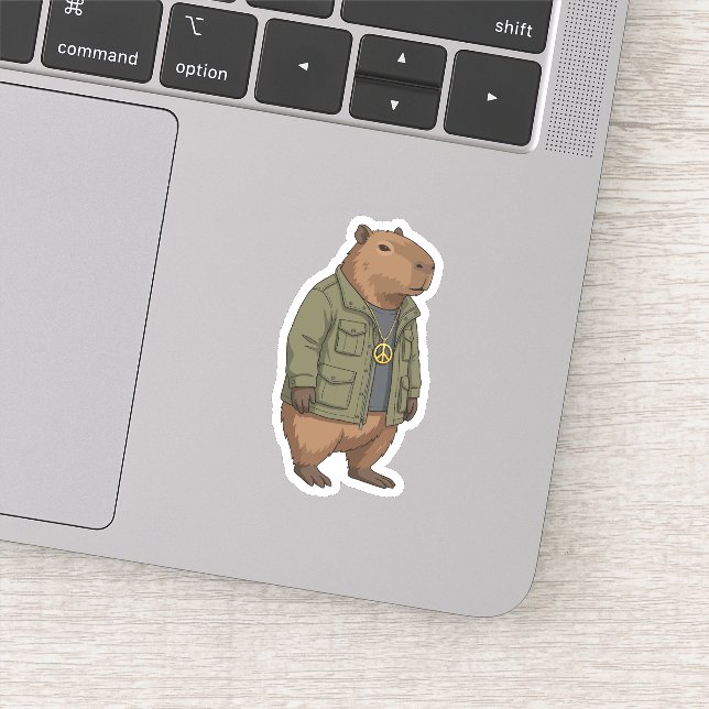 Chill Capybara Friedenszeichen Swagger Aufkleber (Detail)