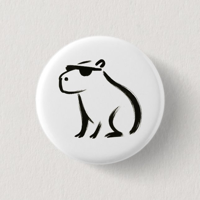 Chill Capybara - Tintenbrush Design Button (Vorderseite)