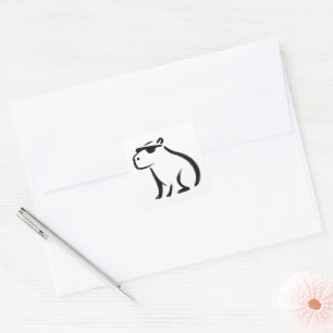 Chill Capybara - Tintenbrush Design Quadratischer Aufkleber