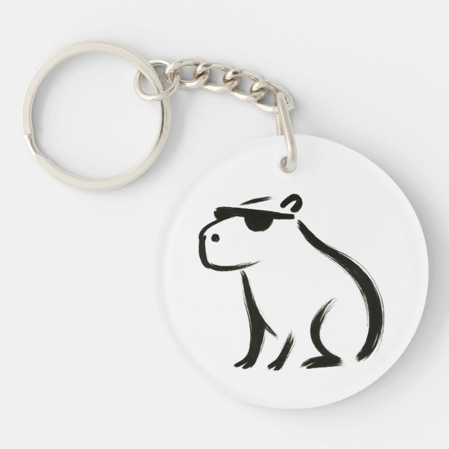 Chill Capybara - Tintenbrush Design Schlüsselanhänger (Vorderseite)