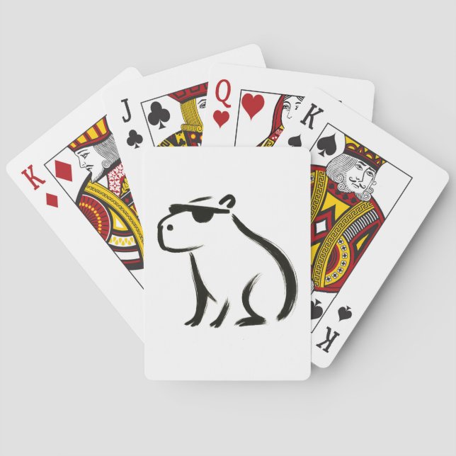 Chill Capybara - Tintenbrush Design Spielkarten (Rückseite)