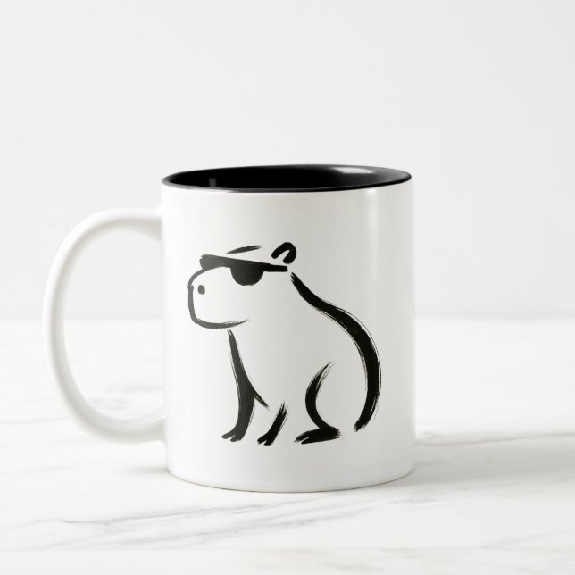Chill Capybara - Tintenbrush Design Zweifarbige Tasse (Links)