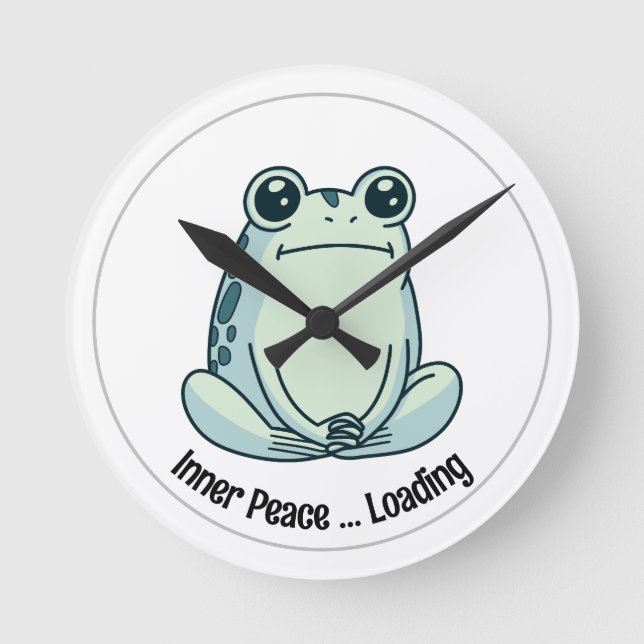 Chill Cartoon Zen Frog, Cute Meditating Frog Runde Wanduhr (Vorderseite)