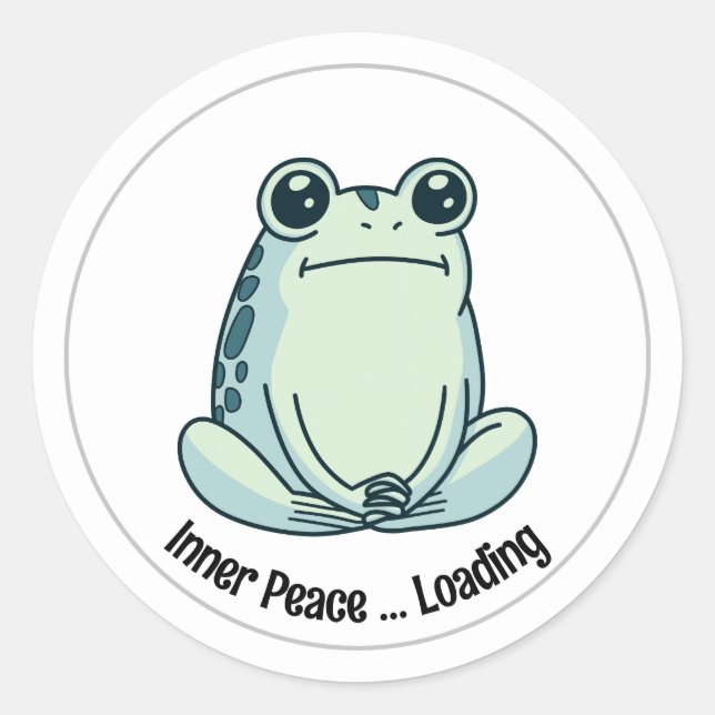 Chill Cartoon Zen Frog, Niedlich meditierender Fro Runder Aufkleber (Vorderseite)