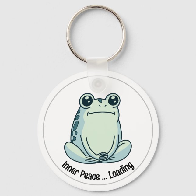 Chill Cartoon Zen Frog, Niedlich meditierender Fro Schlüsselanhänger (Vorderseite)