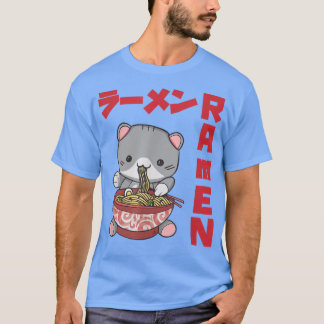 Chill Cat Ramen Anime Noodles Kawaii Japanese Sket T-Shirt