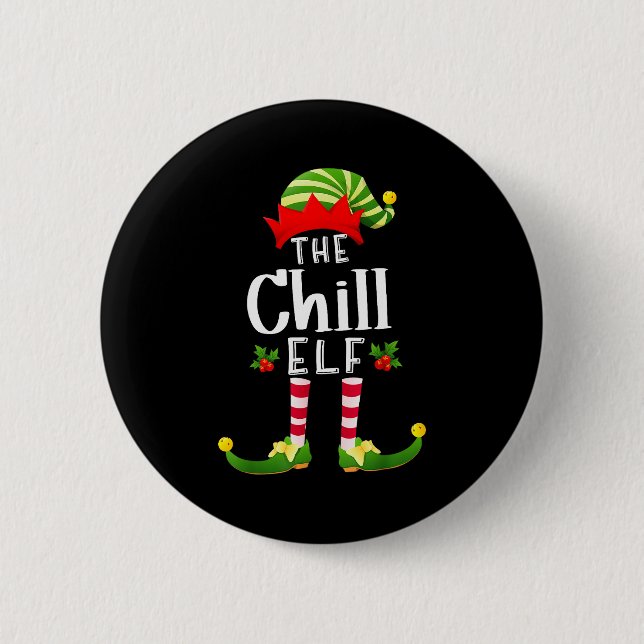 Chill Christmas Elf Matching Pajama X-mas Party  Button (Vorderseite)