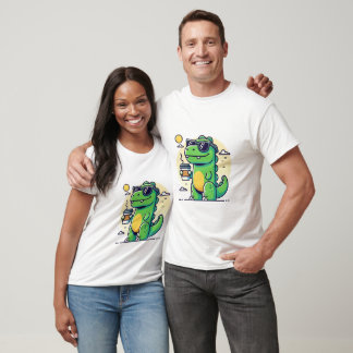Chill Dino Vibes – T-Rex com café e óculos de sol T-Shirt