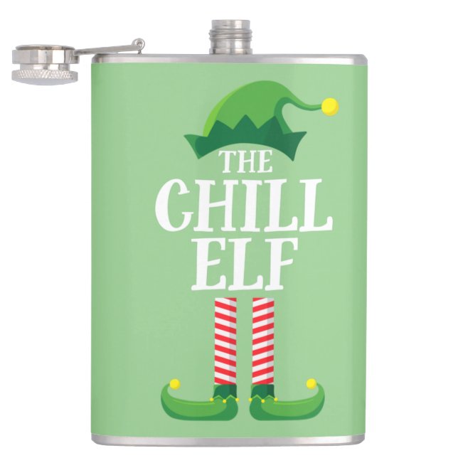 Chill Elf Matching Family Group Weihnachts-Party Flachmann (Geöffnet)