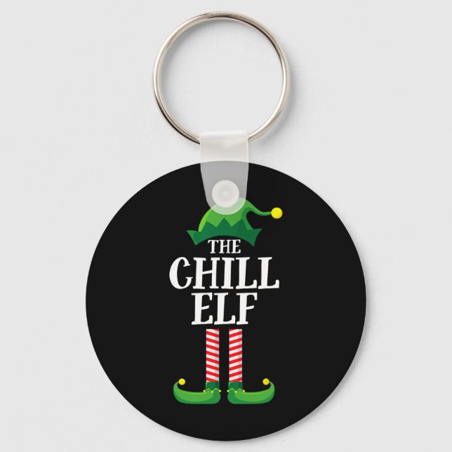 Chill Elf Matching Family Group Weihnachts-Party Schlüsselanhänger (Vorderseite)