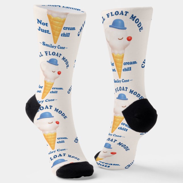 Chill Float Mode: Not Just Cream Dog Ice Cream Socken (Gewinkelt)