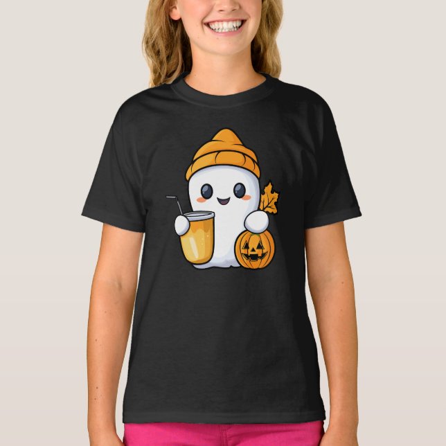 Chill Ghost Warme Kaffee Gemüter Fall T-Shirt (Vorderseite)