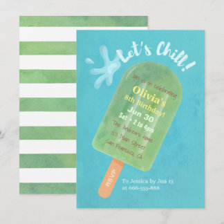 Chill Green Popsire Cool Summer Birthday Party Einladung