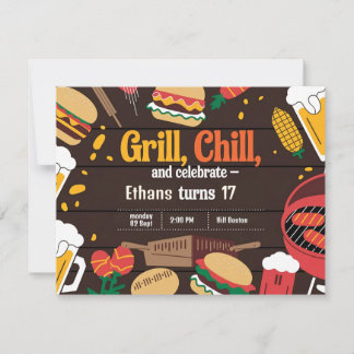 Chill Grill und Bier Einladungskarte zum Geburtsta
