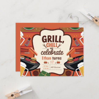 Chill Grill und Bier Einladungskarte zum Geburtsta