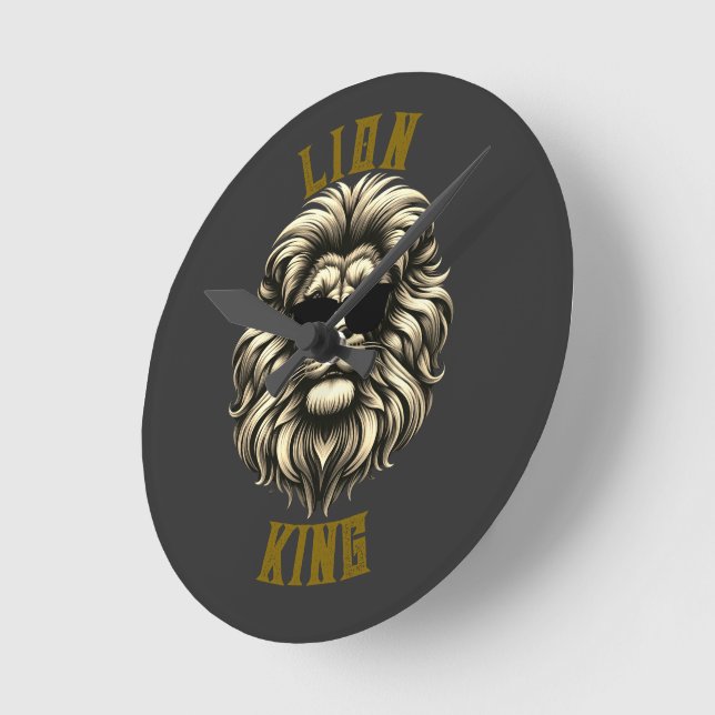 Chill Lion King Runde Wanduhr (Winkel)