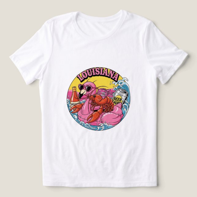 Chill Louisiana Crawfish & Bier T-Shirt! ☀️ 🍹 Tri-Blend Shirt (Design Vorderseite)