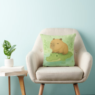 Chill&Niedlich Capybara Crocodile Rider Throw Kiss Kissen