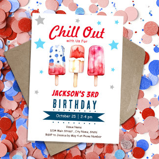 Chill Out Kids Summer Ice Pop 3. Geburtstag Einladung