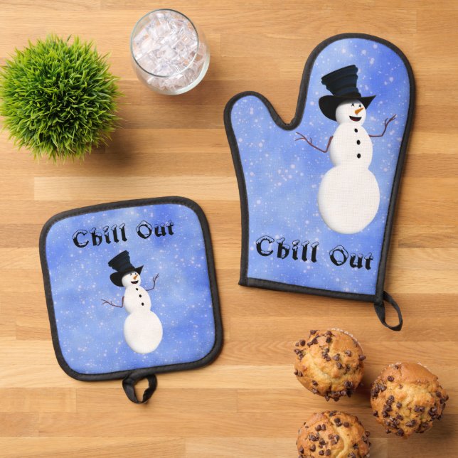 Chill Out Oven Mitt & Pot Holder Ofenhandschuh & Topflappen-Set (Oben Unten)