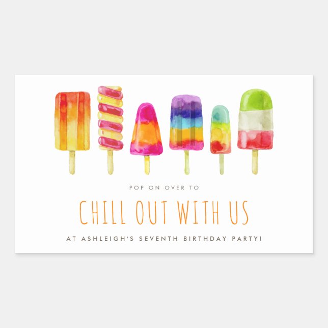 Chill Out Popsim Party | KINDERGEBURTSTAG PARTY Rechteckiger Aufkleber (Vorderseite)