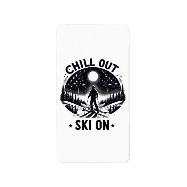 Chill out Ski on on Adressaufkleber (Vorne)