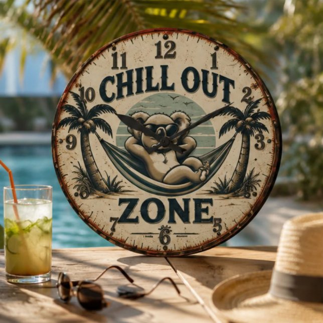 Chill Out Zone Funny Koala Große Wanduhr (Von Creator hochgeladen)