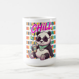 Chill-Panda-Bär-Sonnenbrille-Sommer-Grafik-T-Shirt Kaffeetasse