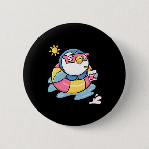 Chill Penguin Sommer Schwimmgetränk Lustiger Urlau Button