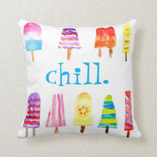 Chill Pill Watercolor Popsicle Relaxation Kissen