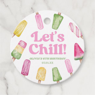 Chill Pink Retro Popsicle Birthday Party Geschenkanhänger