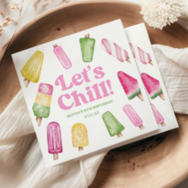 Chill Pink Retro Popsicle Birthday Party Serviette