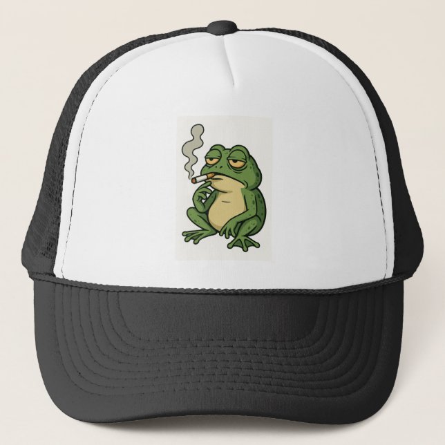 Chill rauchender Frosch  Truckerkappe (Vorderseite)