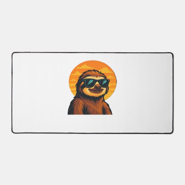 Chill Sloth mit Sonnenbrille - Retro Sunset Vibes  Schreibtischunterlage (Vorderseite)