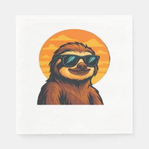 Chill Sloth mit Sonnenbrille - Retro Sunset Vibes Serviette