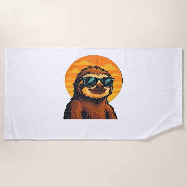 Chill Sloth mit Sonnenbrille - Retro Sunset Vibes  Strandtuch (Vorderseite)