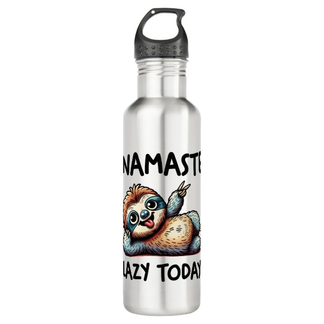 Chill Sloth Namaste Lazy Vibes Edelstahlflasche (Vorderseite)