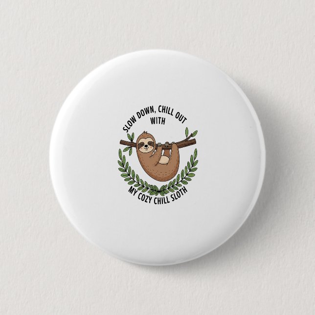Chill Sloth, USA Animal Button (Vorderseite)