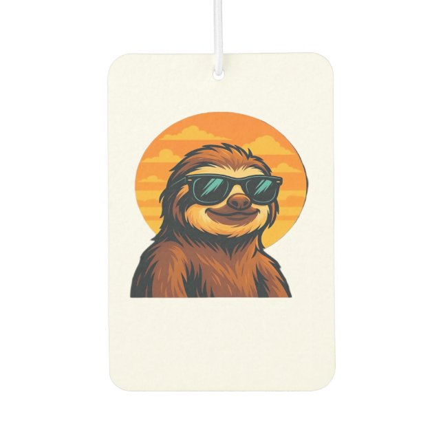 Chill Sloth with Sunglasses - Retro Sunset Vibes C Autolufterfrischer (Vorderseite)