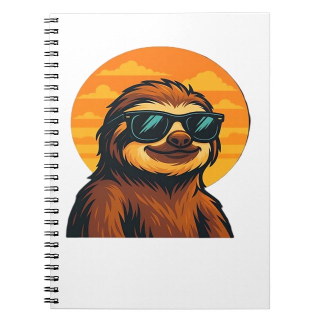 Chill Sloth with Sunglasses - Retro Sunset Vibes C Notizblock (Vorderseite)