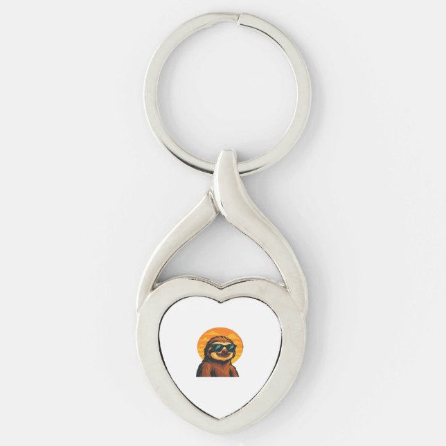 Chill Sloth with Sunglasses - Retro Sunset Vibes C Schlüsselanhänger (Vorderseite)