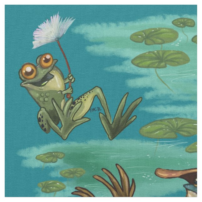 Chill Summer Frogs Stoff (Nahaufnahme)