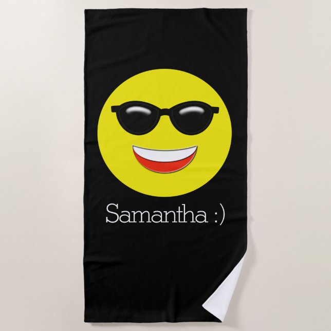Chill Sunglasses Emoji Strandtuch (Vorderseite)