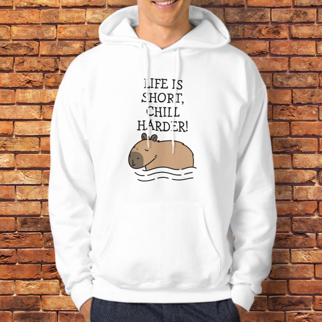 Chill Swimming Capybaro Personalisiertes Zitat Hoodie (Life is short, chill harder! like capybara)
