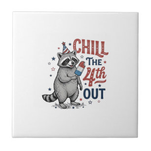 Chill The 4th Out Waschbär Patriotisches Shirt-Des Fliese