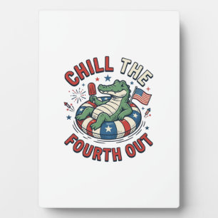 Chill The Fourth Out Alligator Patrioten-Shirt Des Fotoplatte
