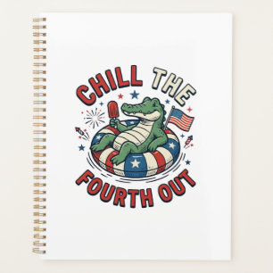 Chill The Fourth Out Alligator Patrioten-Shirt Des Planer