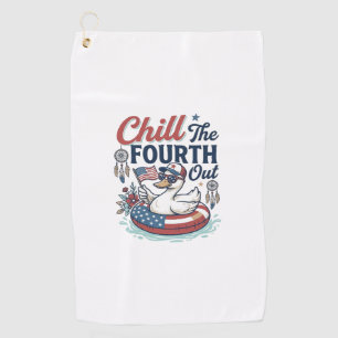 Chill The Fourth Out Patrioten-Enten-Vektor-Shirt_ Golfhandtuch